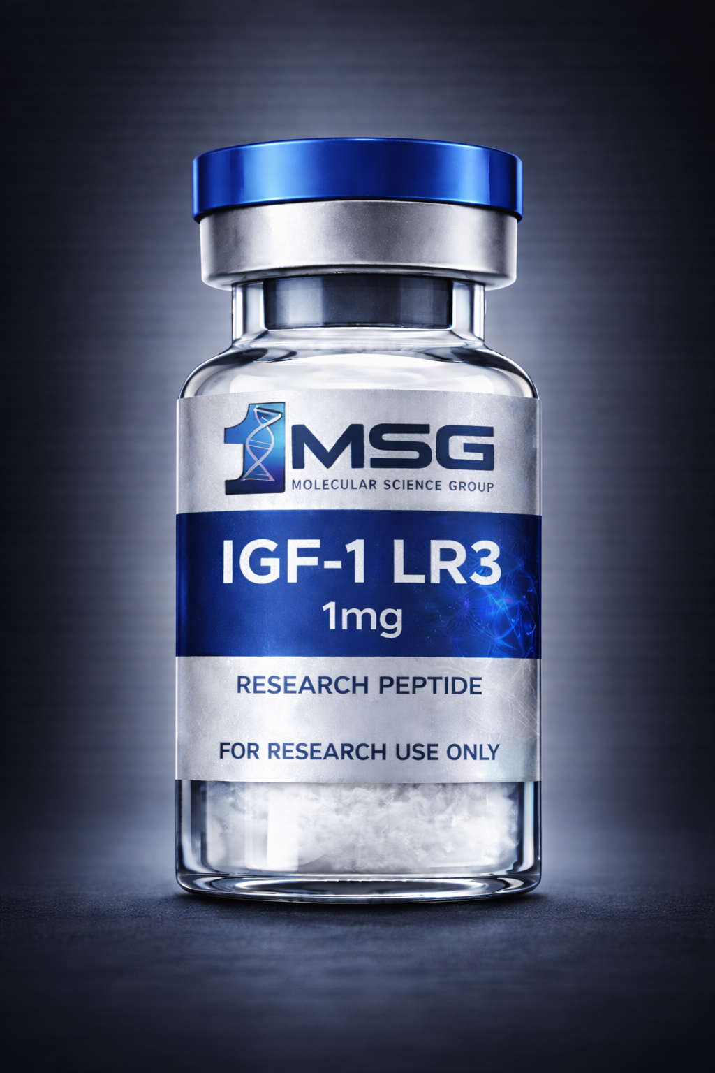IGF-1 LR3 peptide product vial for IGF pathway and growth signaling research